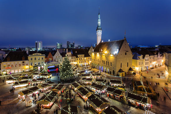 Christmas tree and Christmas market For several weeks each winter Tallinn's Town Hall Square is filled with an elaborate Christmas Market where visitors can buy gifts, listen to concerts, meet Santa or drink hot, spiced wine. Records show that merchants from the Brotherhood of Black Heads guild installed a spruce on Town Hall Square in 1441, making it one of the first public Christmas trees in Europe. It's no wonder that people from all over the world come to see the market – it turns the city into a true fairytale scene. Even CNN has named the Tallinn Christmas Market one of the most beautiful markets in the world.