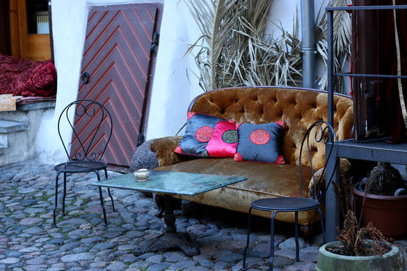 Masters' Courtyard in Tallinn, Estonia Lovely cafe at the Masters' Courtyard in the Old Town of Tallinn, Estonia.