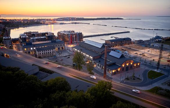 Proto Invention Factory in Noblessner Aerial viewf of the Noblessner Seafront Quarter and the Proto Invention Factory in Tallinn