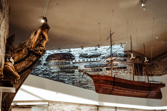 Tallinn Maritime Museum - Fat Margaret's Tower Ship models hanging from the ceiling at the Tallinn maritime Museum, located in 16th century cannon tower called Fat Margaret.